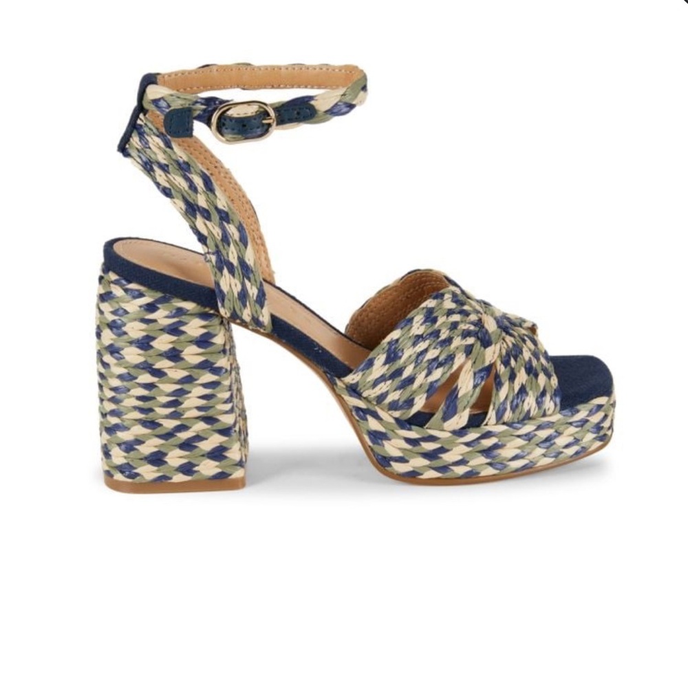 Marc Fisher Janie 100MM Woven Raffia Sandals - Size 9